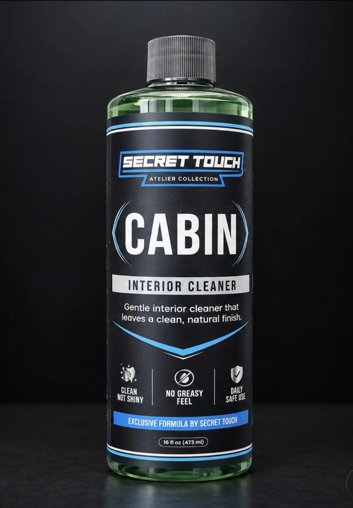 Secret Touch Cabin Interior Cleaner front label - 16 oz automotive interior cleaner