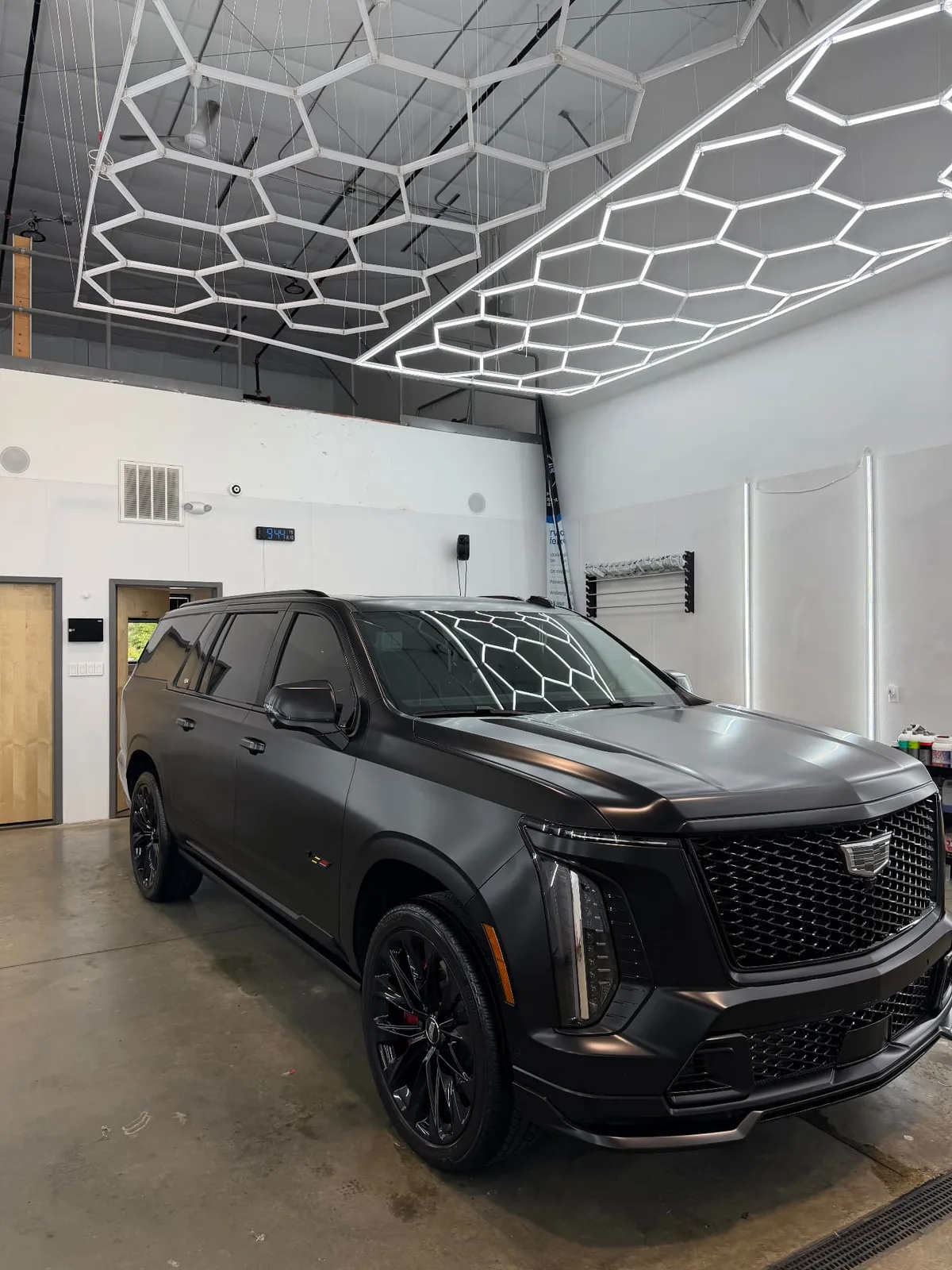 Cadillac Escalade-V Stealth matte PPF studio front view Shrewsbury MA