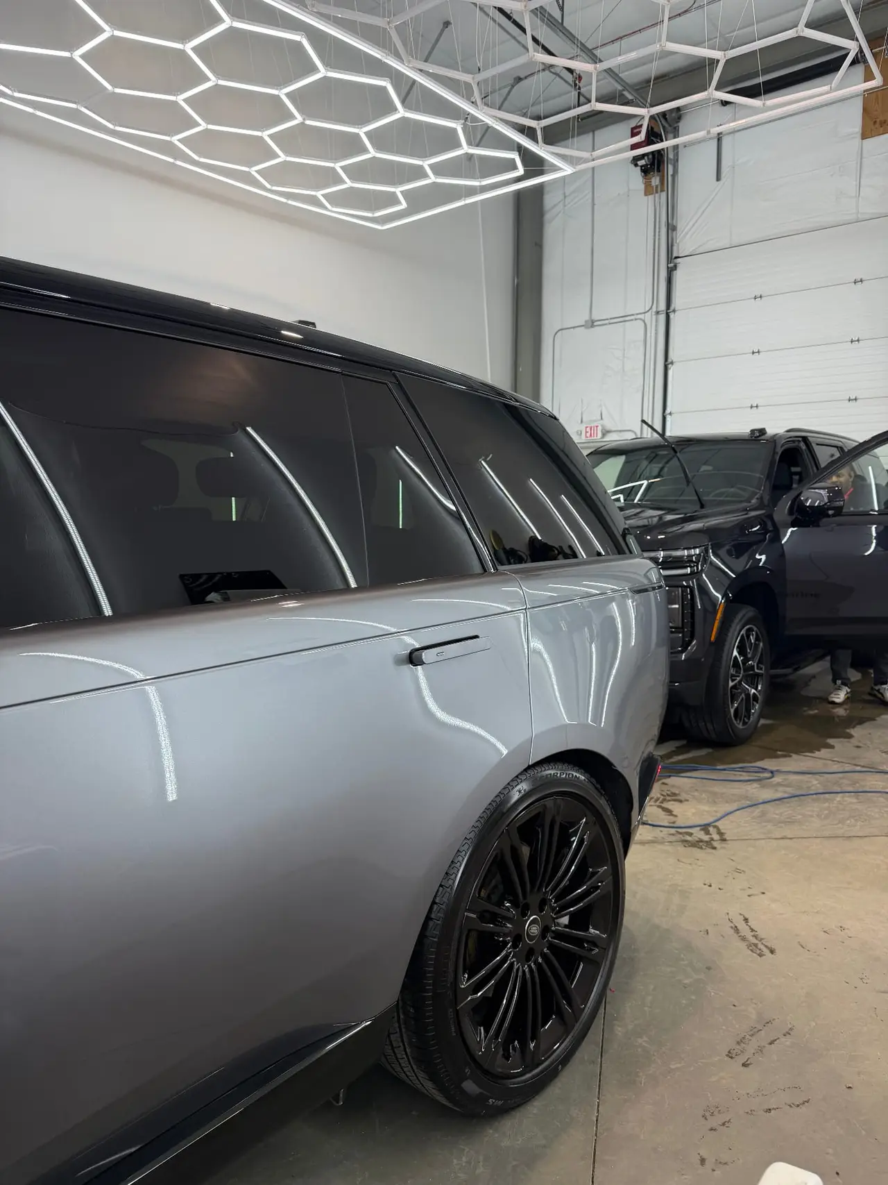 Range Rover grey side ceramic coating Shrewsbury MA