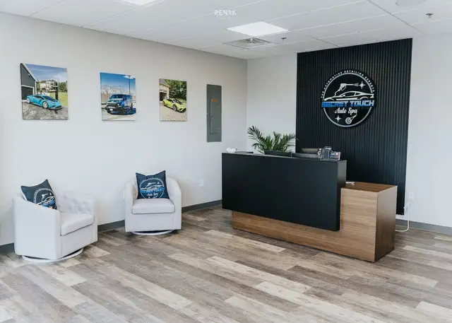 Reception lobby at Secret Touch Auto Spa in Shrewsbury MA