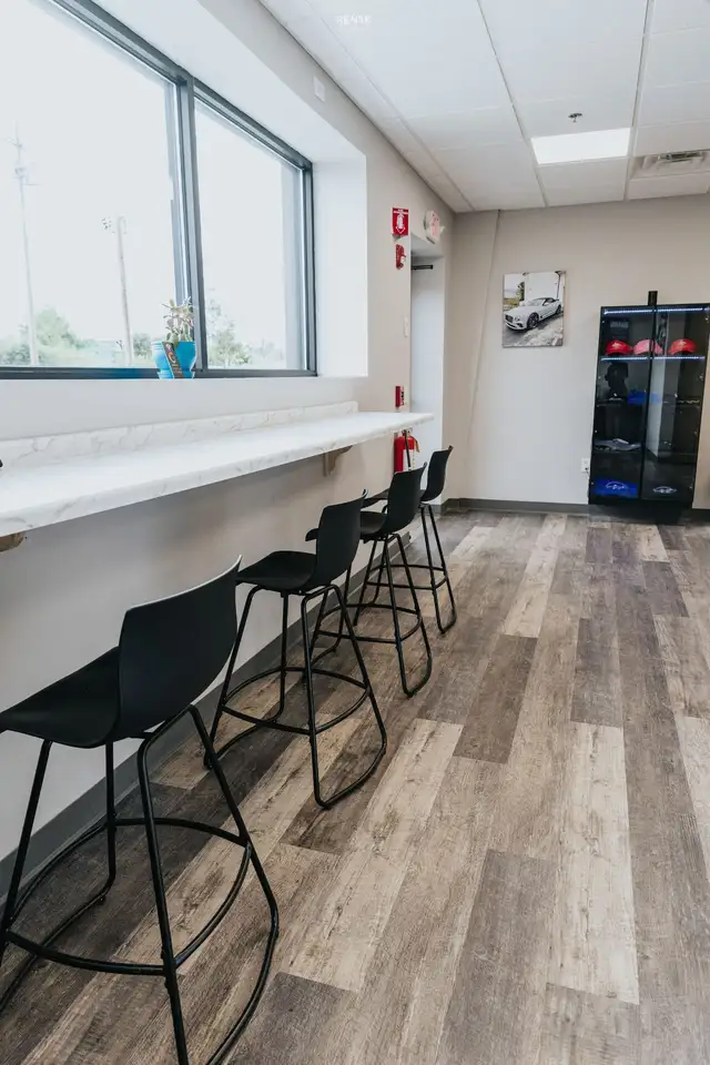 Customer waiting area at Secret Touch Auto Spa in Shrewsbury MA
