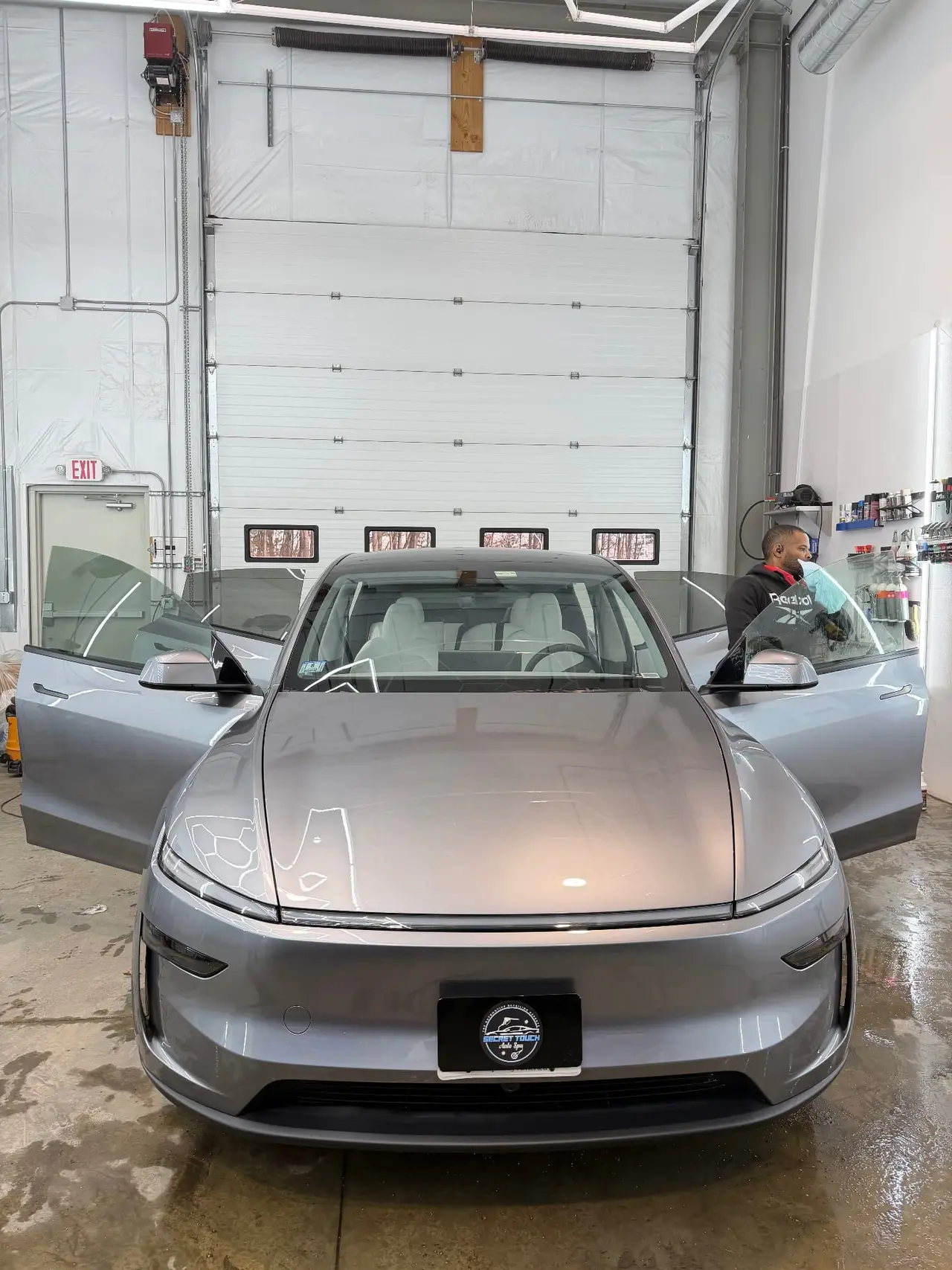 Tesla with 35 percent ceramic tint all around at Secret Touch Auto Spa Shrewsbury MA